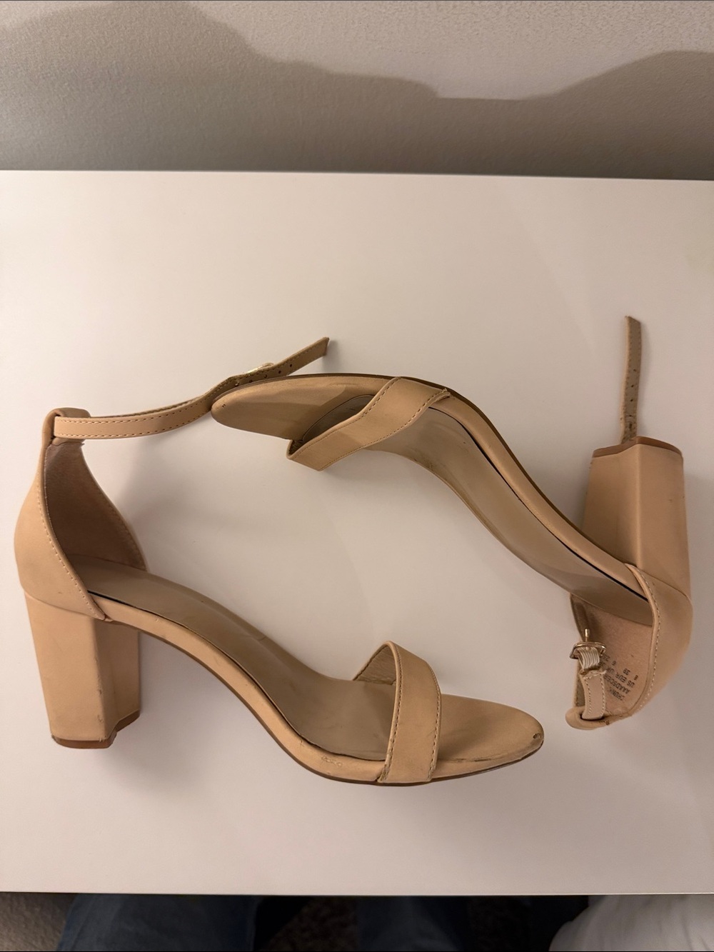 Beige Ankle-Strap Two and a Half Inch Heels